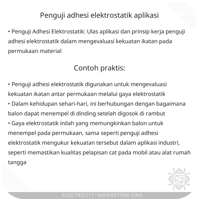Penguji Adhesi Elektrostatik | Aplikasi