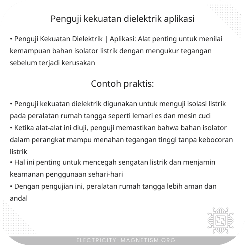 Penguji Kekuatan Dielektrik | Aplikasi