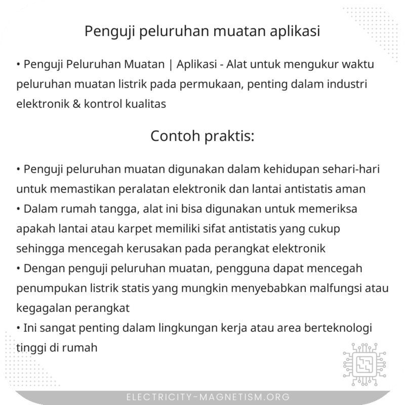 Penguji Peluruhan Muatan | Aplikasi