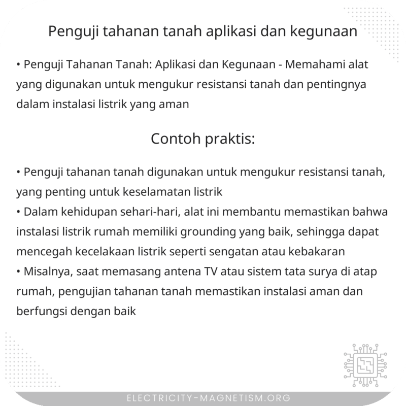 Penguji Tahanan Tanah | Aplikasi dan Kegunaan