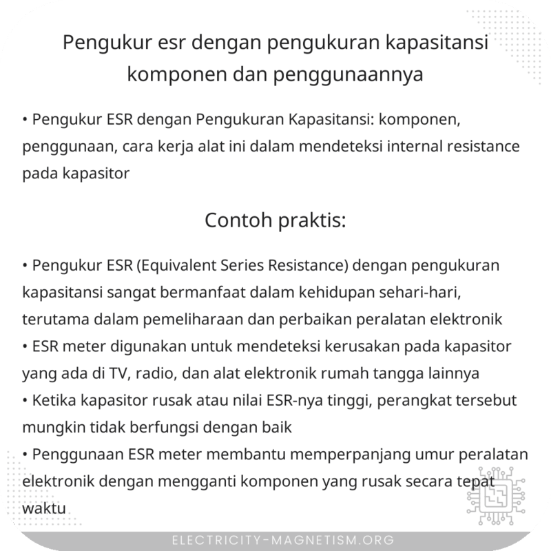 Pengukur ESR dengan Pengukuran Kapasitansi | Komponen dan Penggunaannya