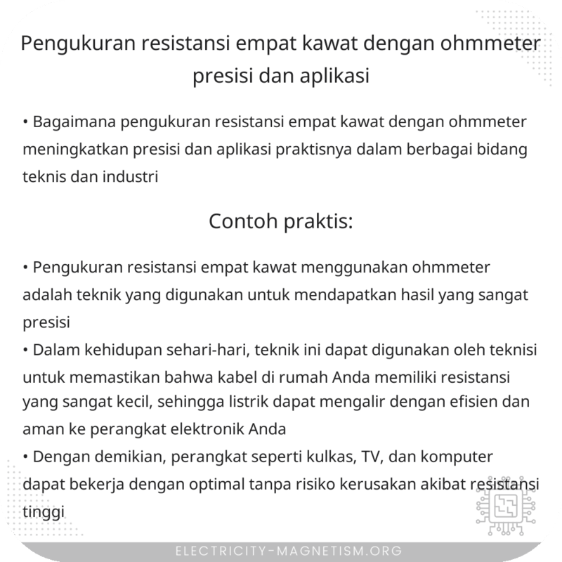 Pengukuran Resistansi Empat Kawat dengan Ohmmeter | Presisi dan Aplikasi