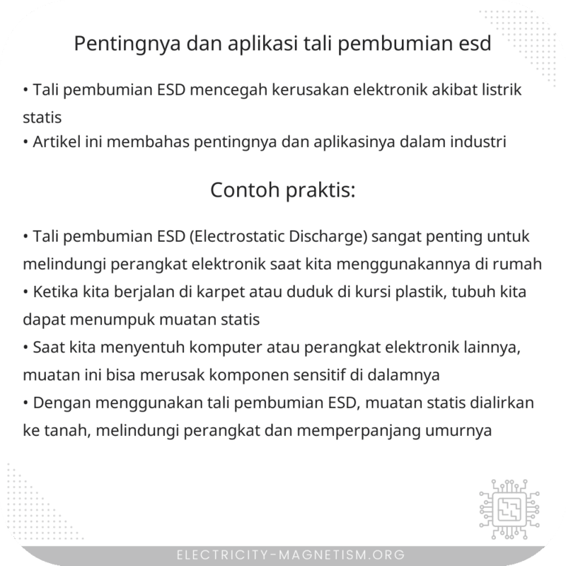 Pentingnya dan Aplikasi Tali Pembumian ESD