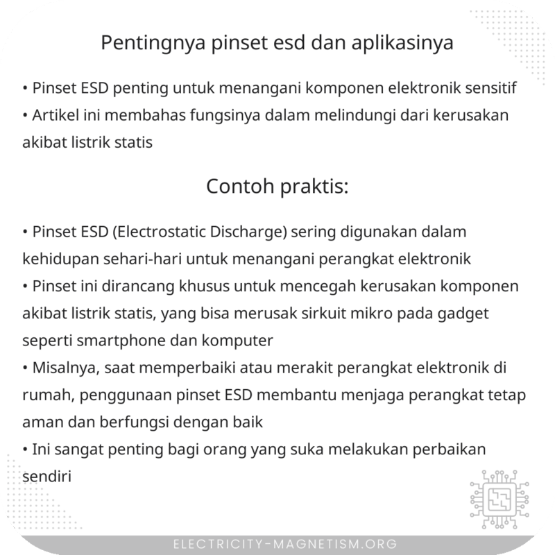 Pentingnya Pinset ESD dan Aplikasinya