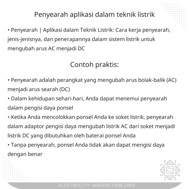 Penyearah | Aplikasi dalam Teknik Listrik