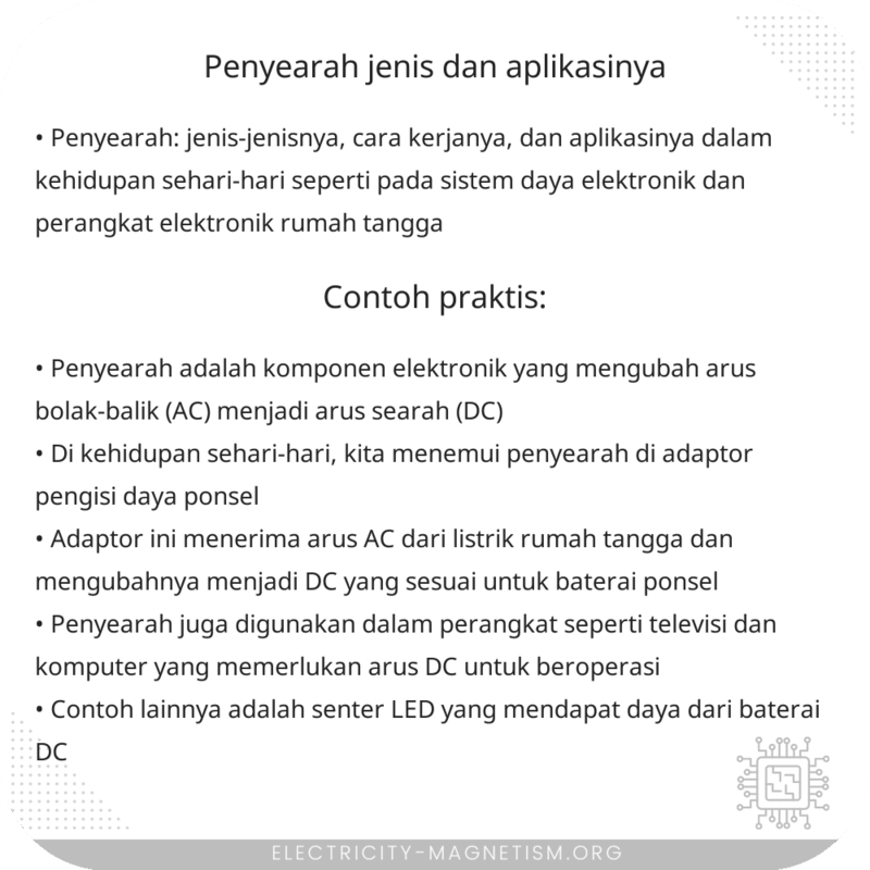 Penyearah | Jenis dan Aplikasinya