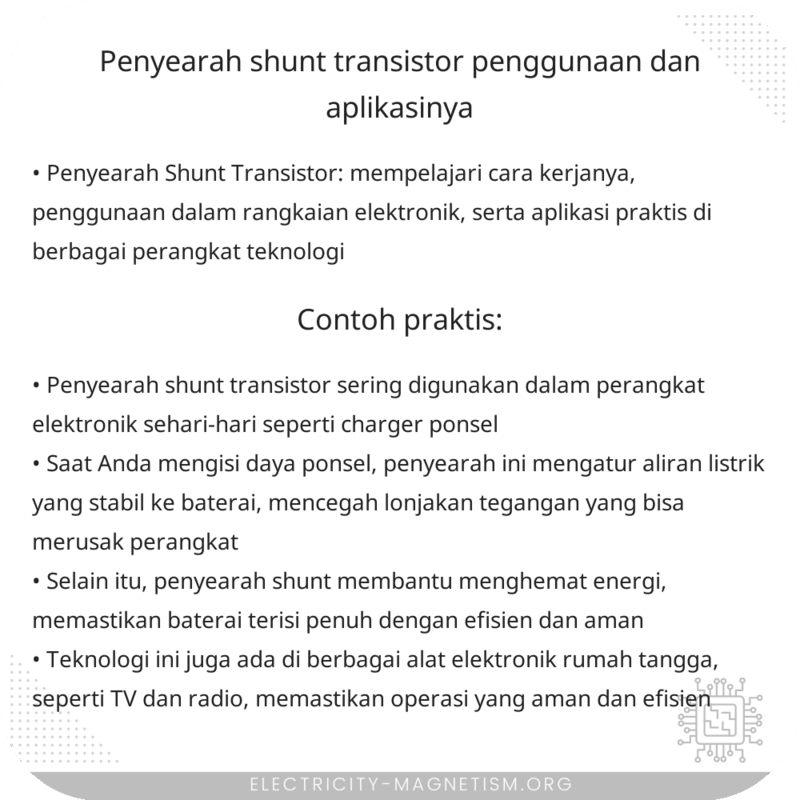 Penyearah Shunt Transistor | Penggunaan dan Aplikasinya