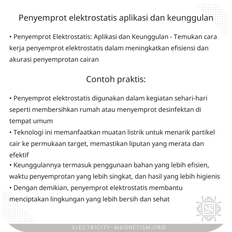 Penyemprot Elektrostatis | Aplikasi dan Keunggulan