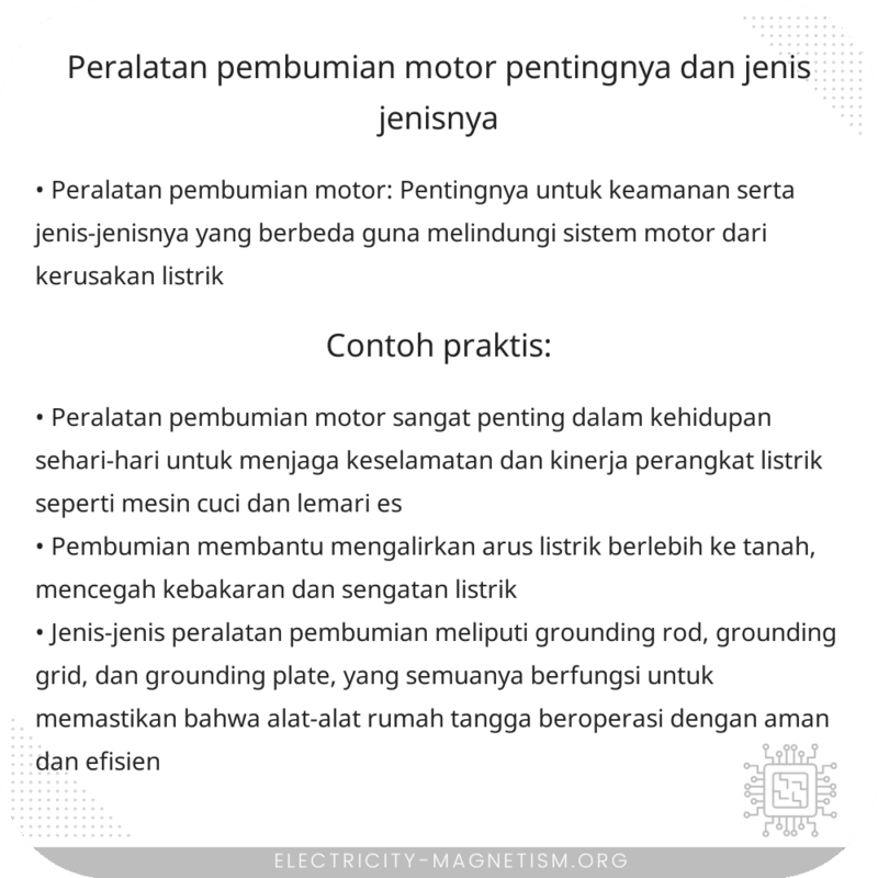 Peralatan Pembumian Motor | Pentingnya dan Jenis-Jenisnya