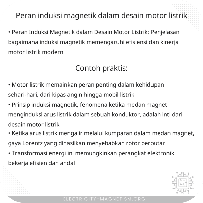 Peran Induksi Magnetik dalam Desain Motor Listrik
