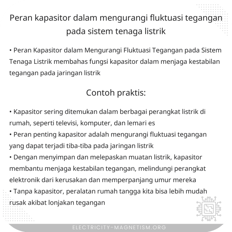 Peran Kapasitor dalam Mengurangi Fluktuasi Tegangan pada Sistem Tenaga Listrik