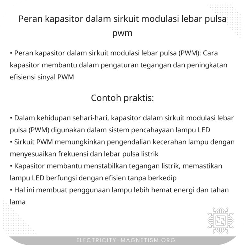 Peran Kapasitor dalam Sirkuit Modulasi Lebar Pulsa (PWM)