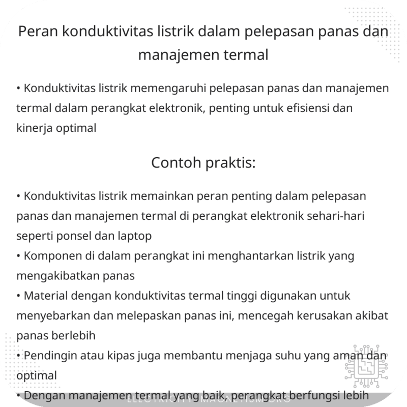 Peran Konduktivitas Listrik dalam Pelepasan Panas dan Manajemen Termal