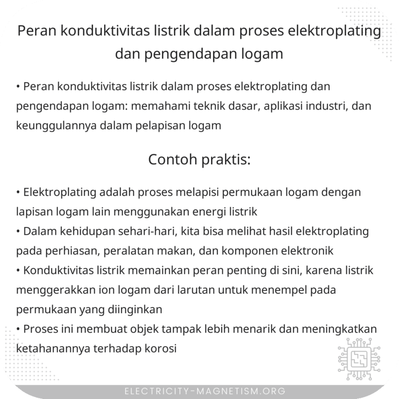 Peran Konduktivitas Listrik dalam Proses Elektroplating dan Pengendapan Logam