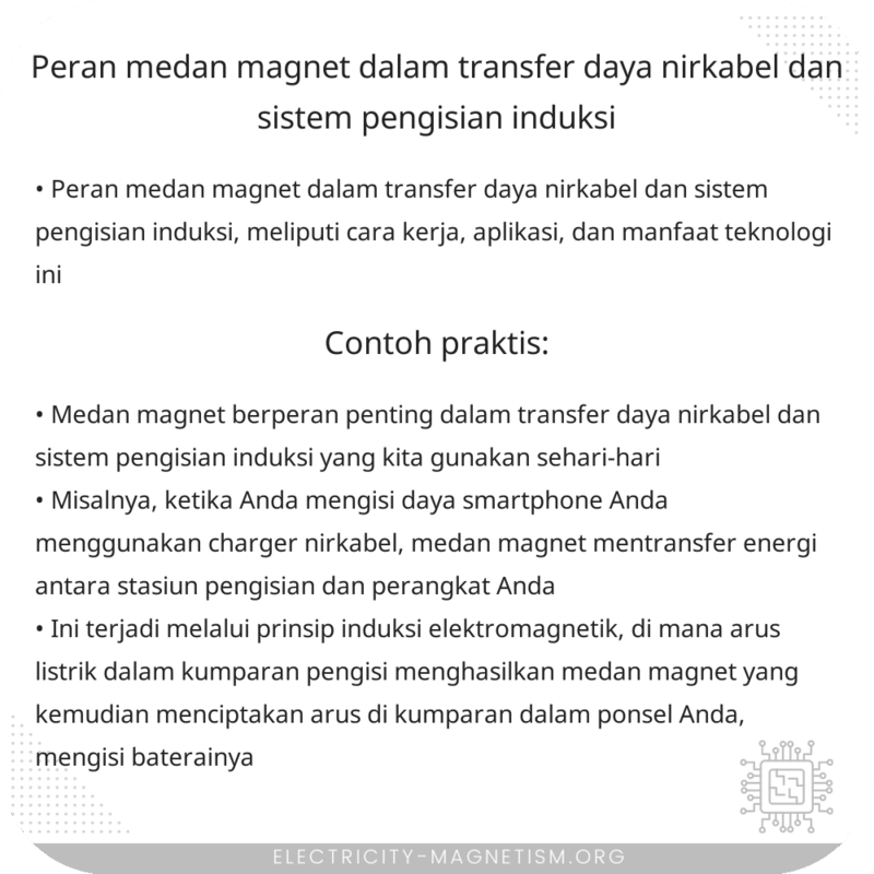 Peran Medan Magnet dalam Transfer Daya Nirkabel dan Sistem Pengisian Induksi