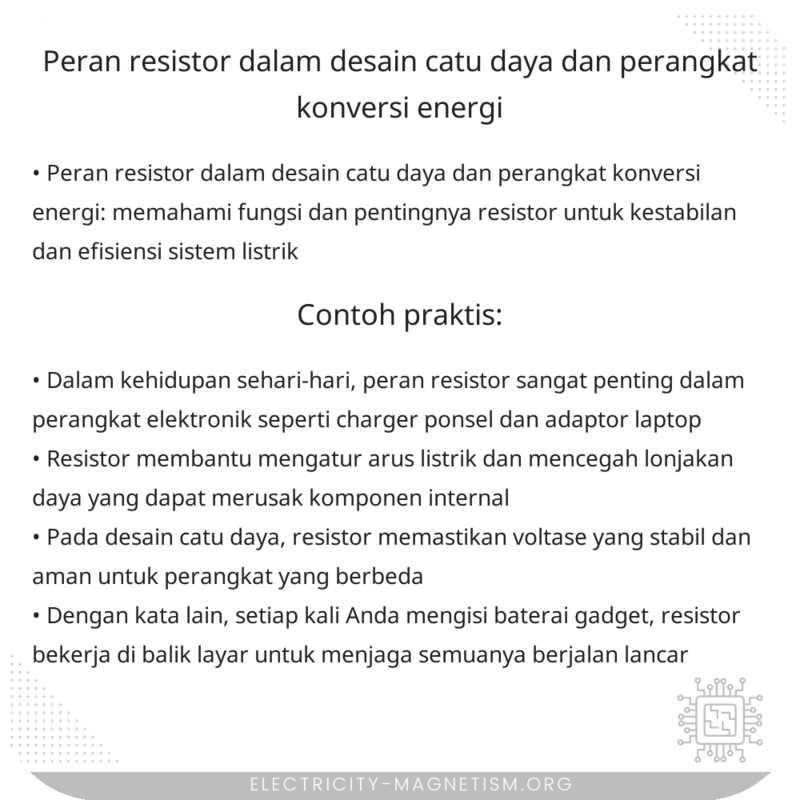 Peran Resistor dalam Desain Catu Daya dan Perangkat Konversi Energi