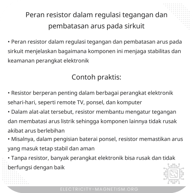 Peran Resistor dalam Regulasi Tegangan dan Pembatasan Arus pada Sirkuit