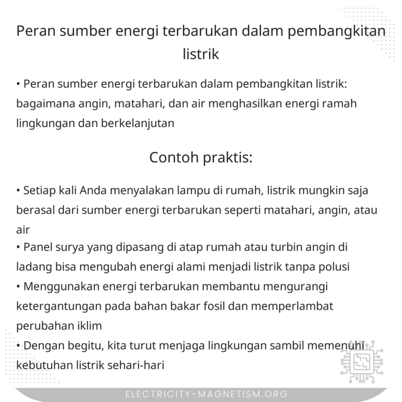 Peran Sumber Energi Terbarukan dalam Pembangkitan Listrik