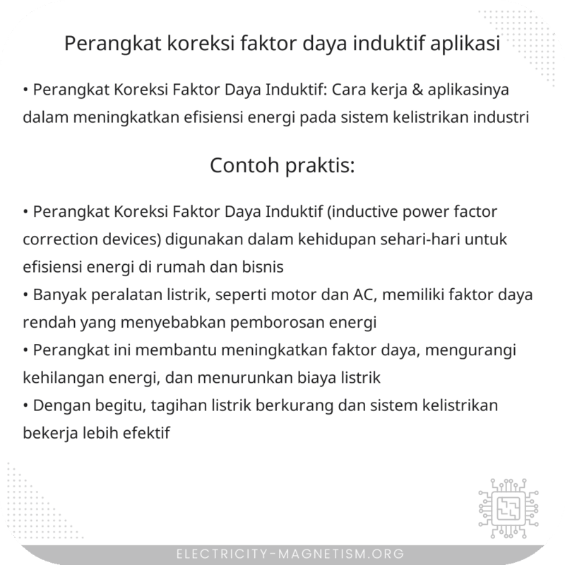Perangkat Koreksi Faktor Daya Induktif | Aplikasi