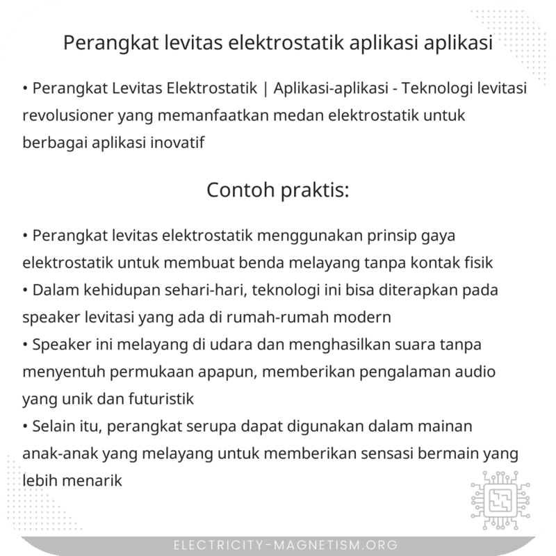 Perangkat Levitas Elektrostatik | Aplikasi-aplikasi
