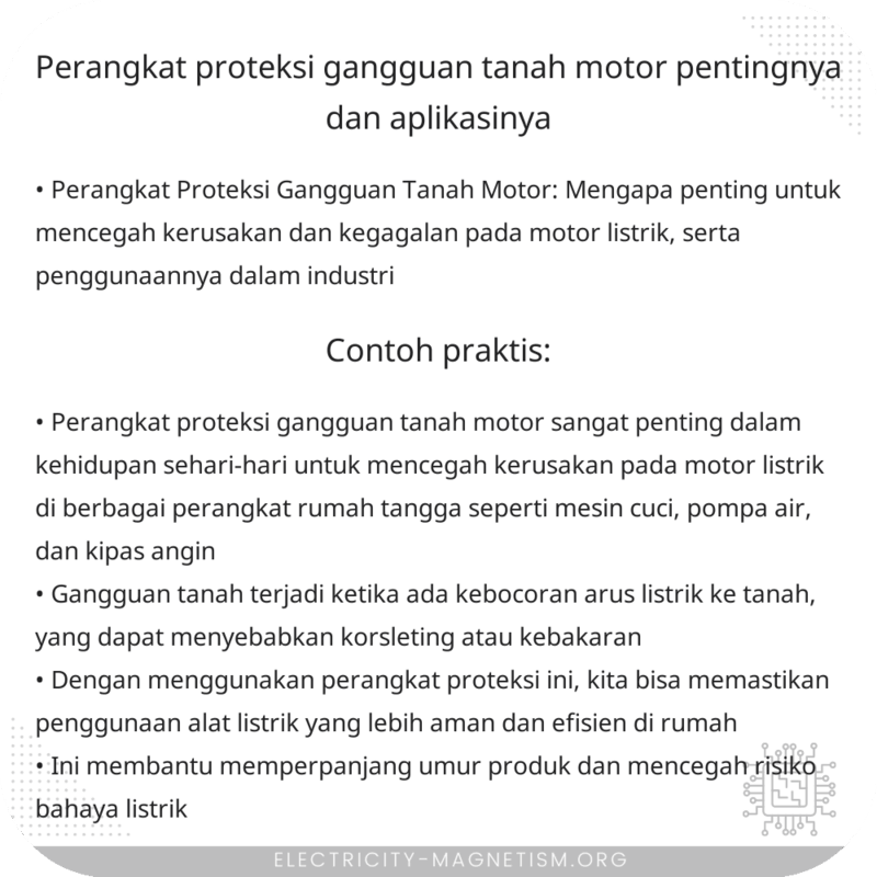 Perangkat Proteksi Gangguan Tanah Motor | Pentingnya dan Aplikasinya
