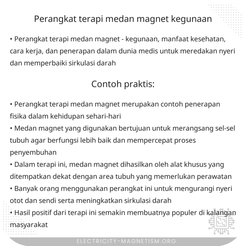 Perangkat Terapi Medan Magnet | Kegunaan