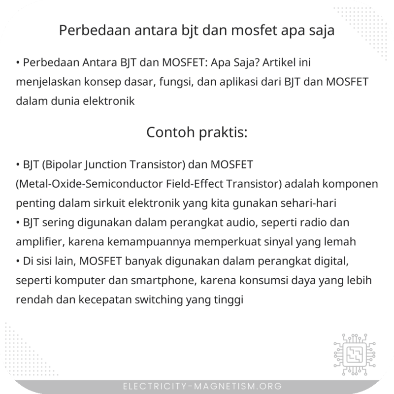 Perbedaan Antara BJT dan MOSFET: Apa Saja?