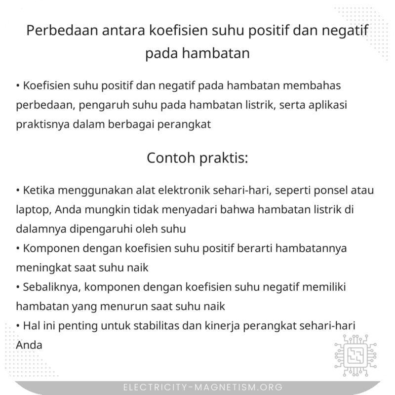 Perbedaan Antara Koefisien Suhu Positif dan Negatif pada Hambatan