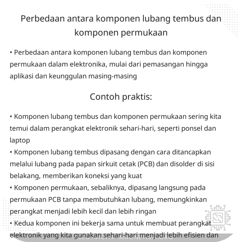 Perbedaan antara Komponen Lubang Tembus dan Komponen Permukaan