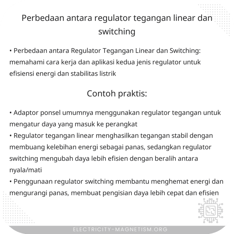 Perbedaan antara Regulator Tegangan Linear dan Switching