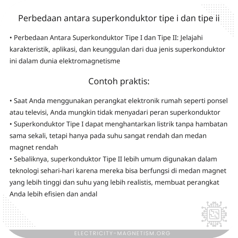 Perbedaan Antara Superkonduktor Tipe I dan Tipe II