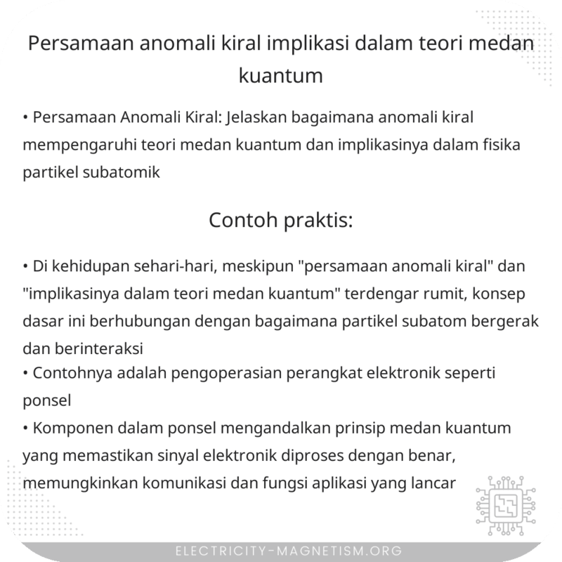 Persamaan Anomali Kiral | Implikasi dalam Teori Medan Kuantum