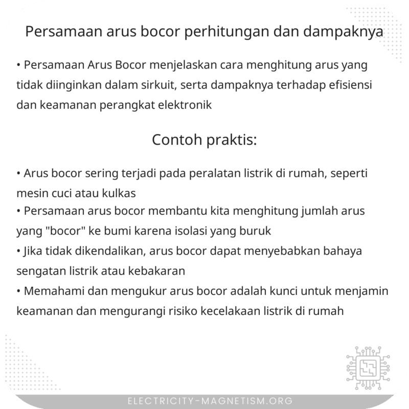 Persamaan Arus Bocor | Perhitungan dan Dampaknya