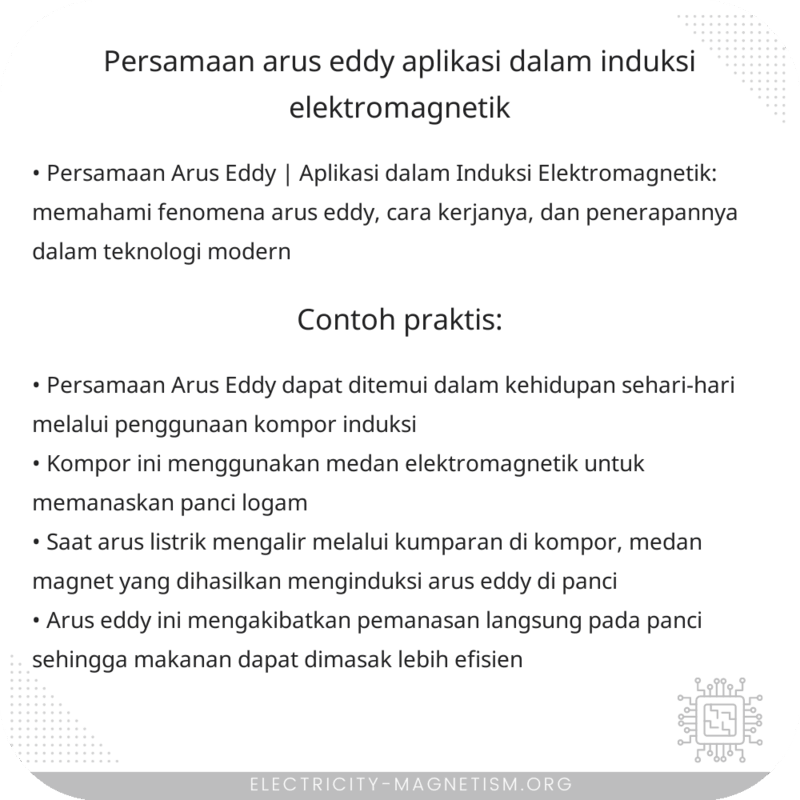 Persamaan Arus Eddy | Aplikasi dalam Induksi Elektromagnetik