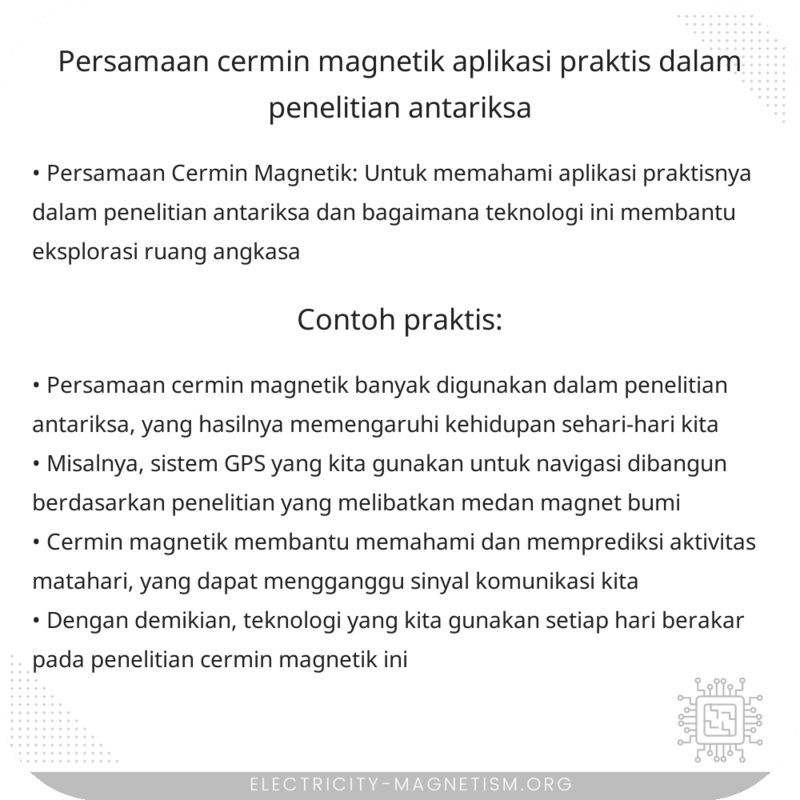 Persamaan Cermin Magnetik | Aplikasi Praktis dalam Penelitian Antariksa
