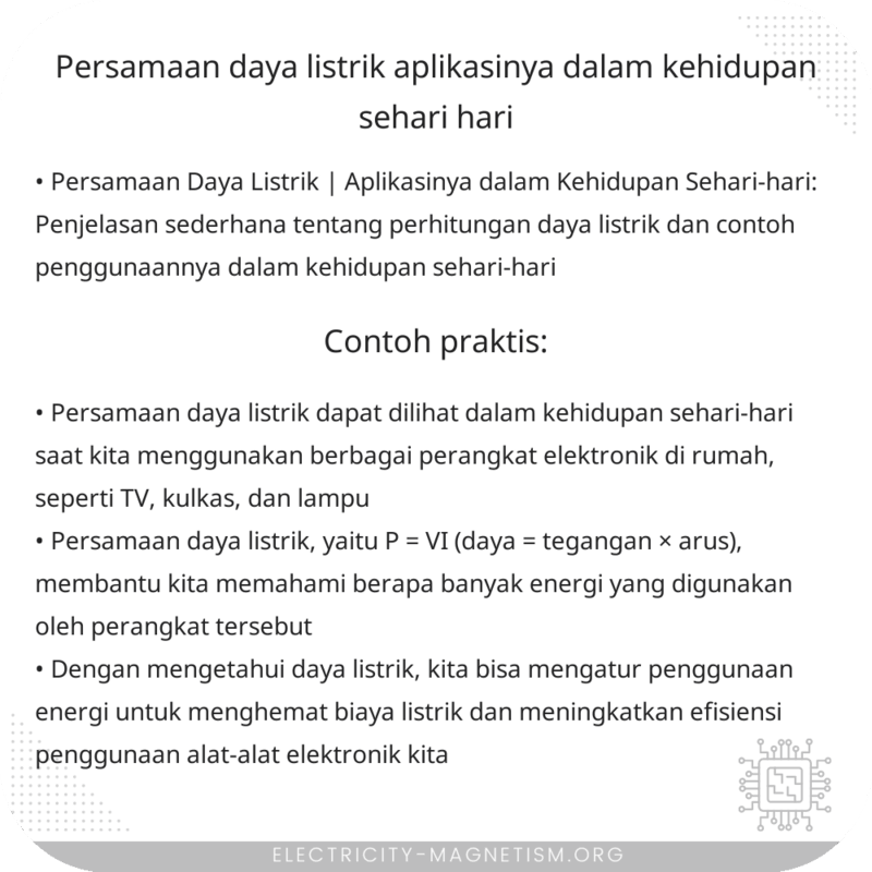 Persamaan Daya Listrik | Aplikasinya dalam Kehidupan Sehari-hari