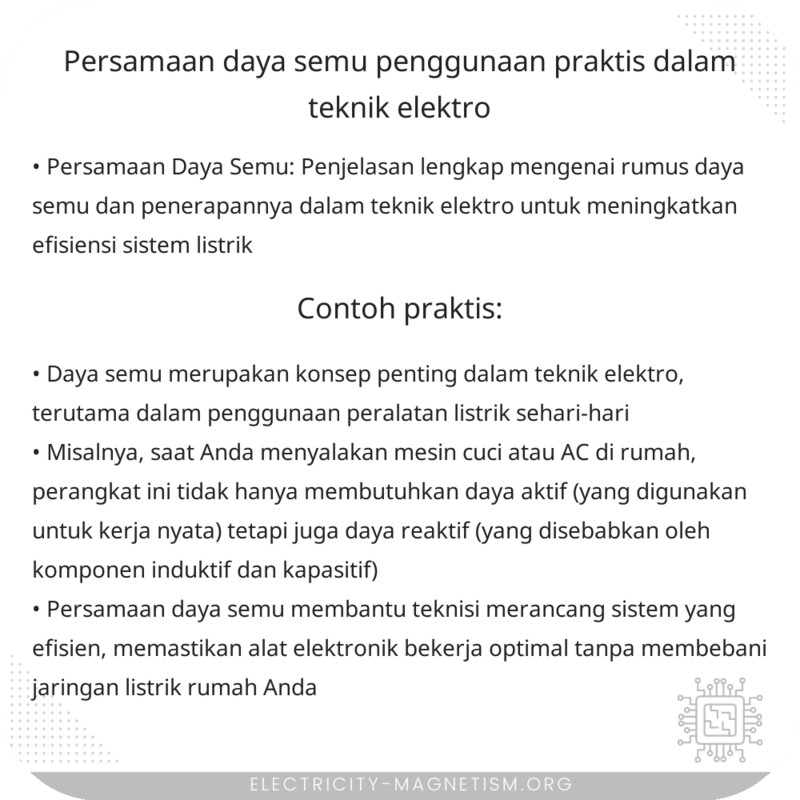 Persamaan Daya Semu | Penggunaan Praktis dalam Teknik Elektro