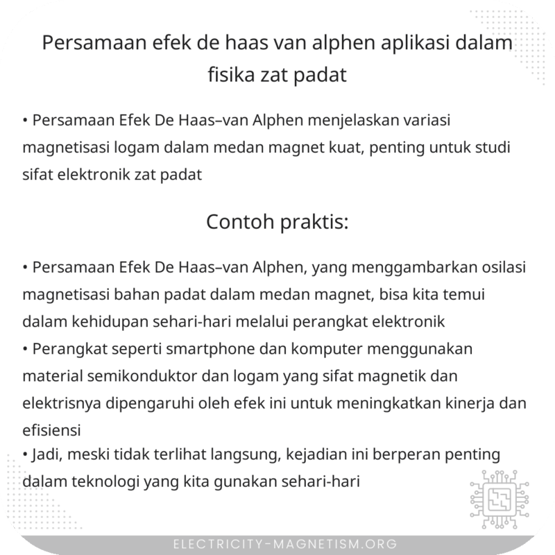 Persamaan Efek De Haas–van Alphen | Aplikasi dalam Fisika Zat Padat