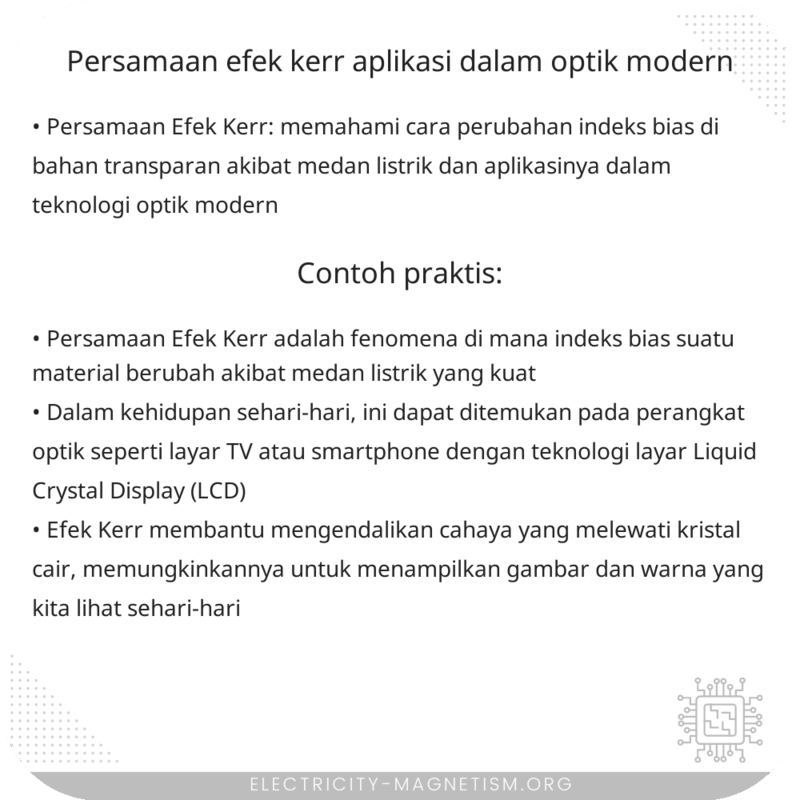 Persamaan Efek Kerr | Aplikasi dalam Optik Modern