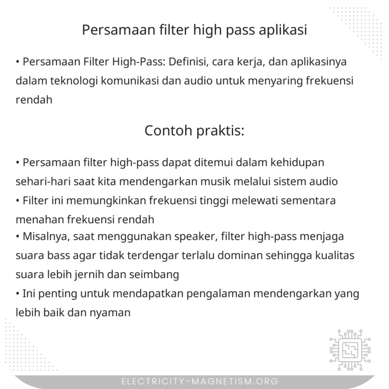 Persamaan Filter High-Pass | Aplikasi