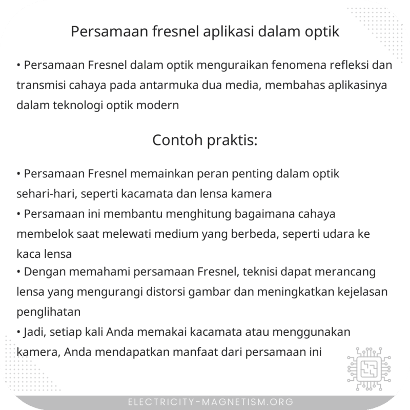 Persamaan Fresnel | Aplikasi dalam Optik