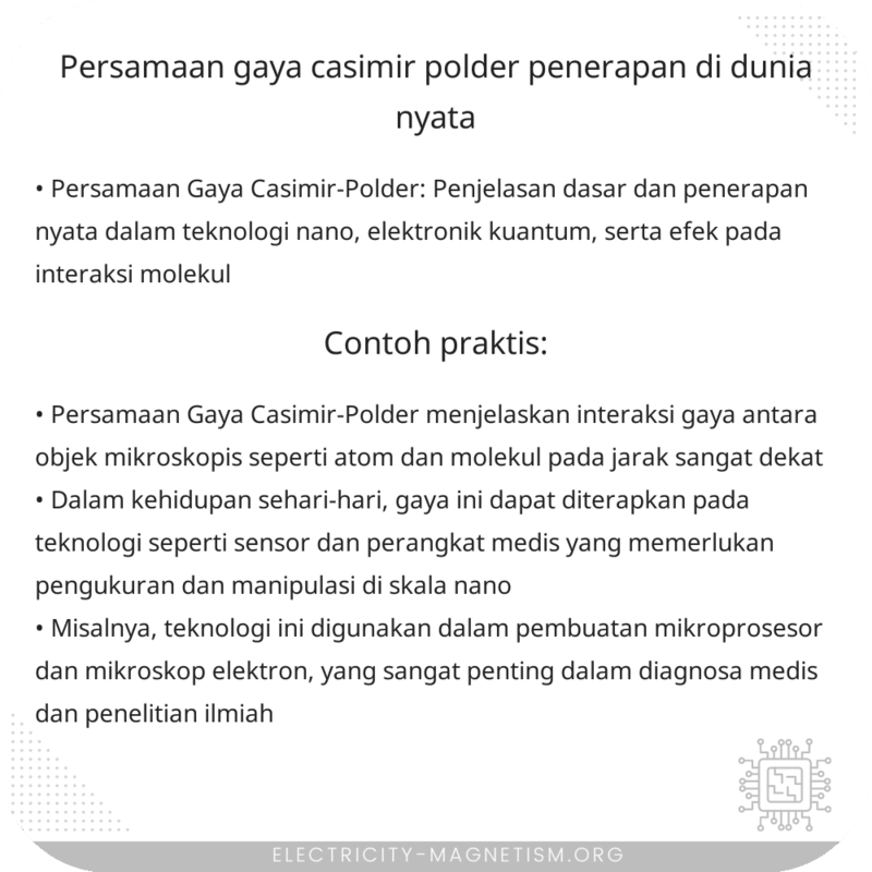 Persamaan Gaya Casimir-Polder | Penerapan di Dunia Nyata
