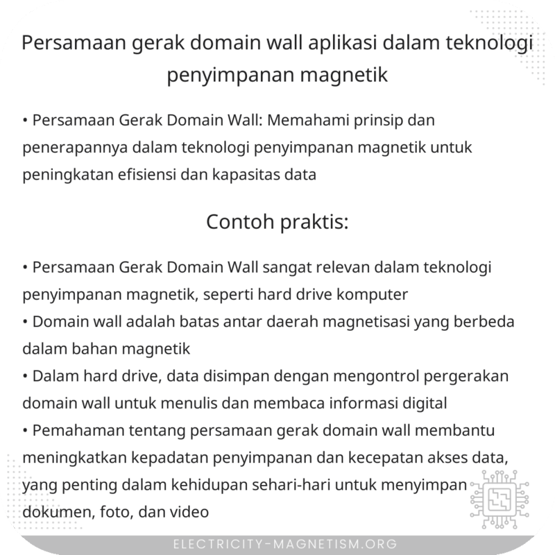 Persamaan Gerak Domain Wall | Aplikasi dalam Teknologi Penyimpanan Magnetik