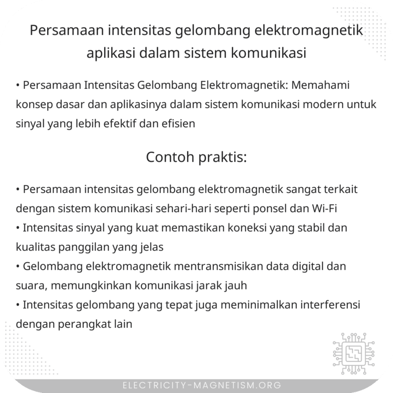 Persamaan Intensitas Gelombang Elektromagnetik | Aplikasi dalam Sistem Komunikasi