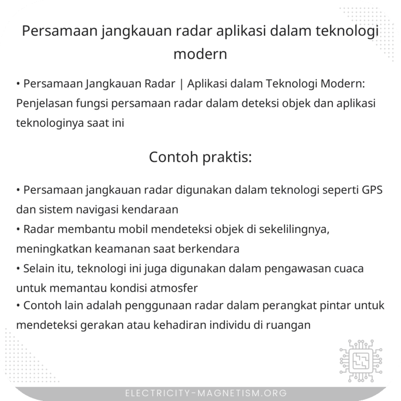 Persamaan Jangkauan Radar | Aplikasi dalam Teknologi Modern