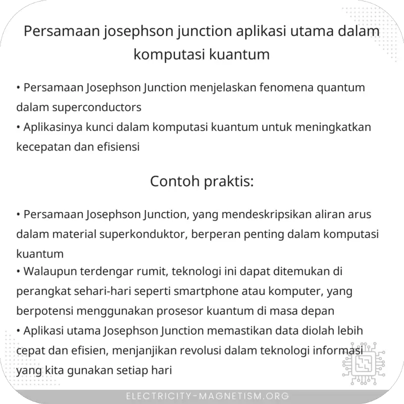 Persamaan Josephson Junction Aplikasi Utama dalam Komputasi Kuantum