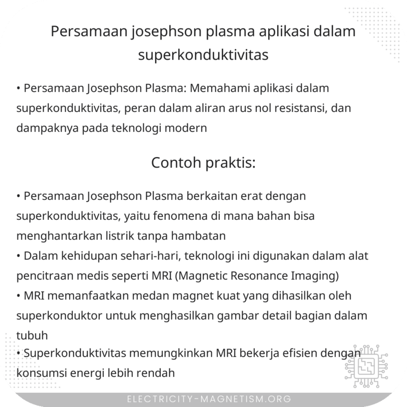 Persamaan Josephson Plasma | Aplikasi dalam Superkonduktivitas