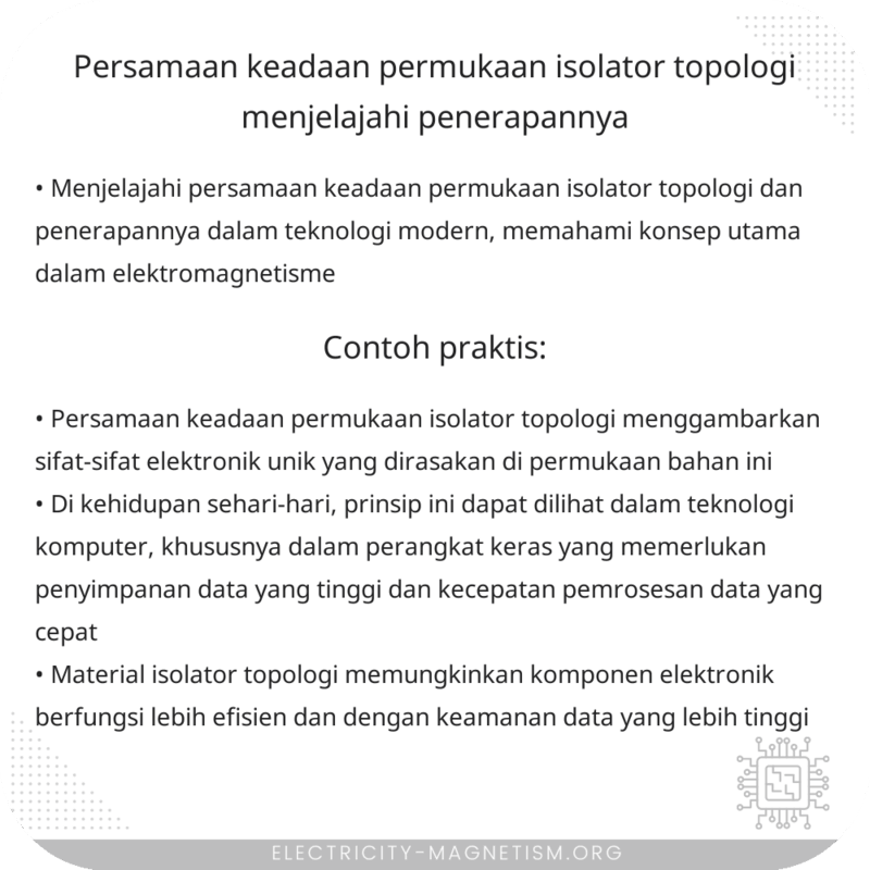 Persamaan Keadaan Permukaan Isolator Topologi | Menjelajahi Penerapannya
