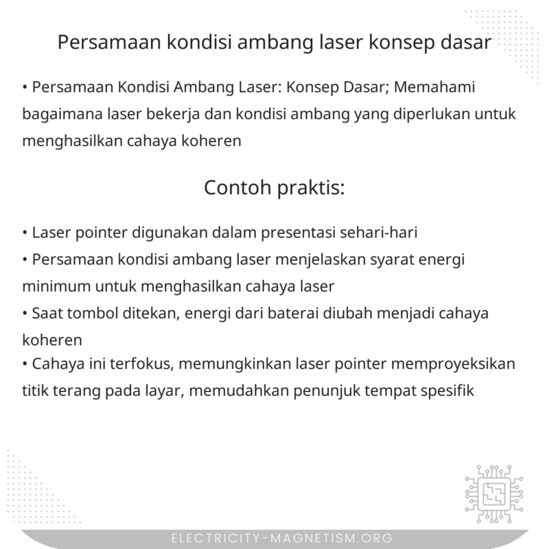 Persamaan Kondisi Ambang Laser | Konsep Dasar