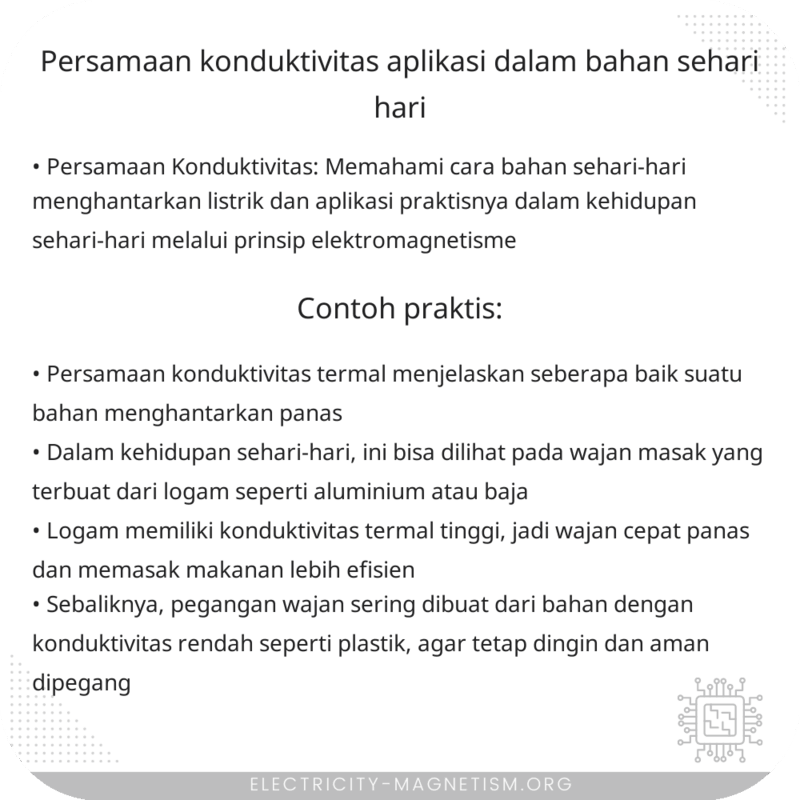 Persamaan Konduktivitas | Aplikasi dalam Bahan Sehari-hari